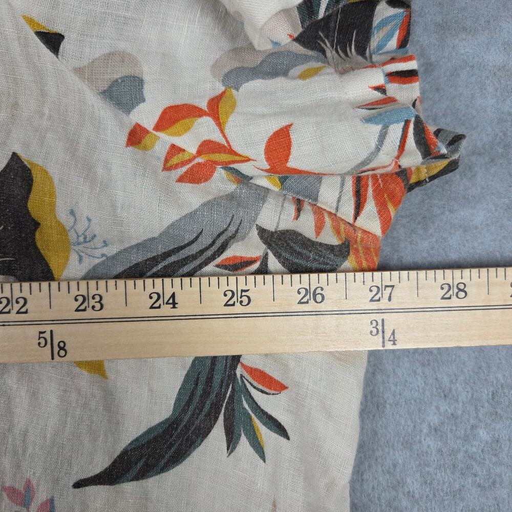 Cynthia Rowley Womens 2X Cream Color Tropical Floral 100% Linen Top - Picture 6 of 8